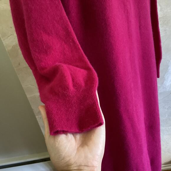 VTG 80s Fuchsia Lambswool Angora Sweater Dress - M, Holiday Soap Opera Glam, NWT - Picture 11 of 11